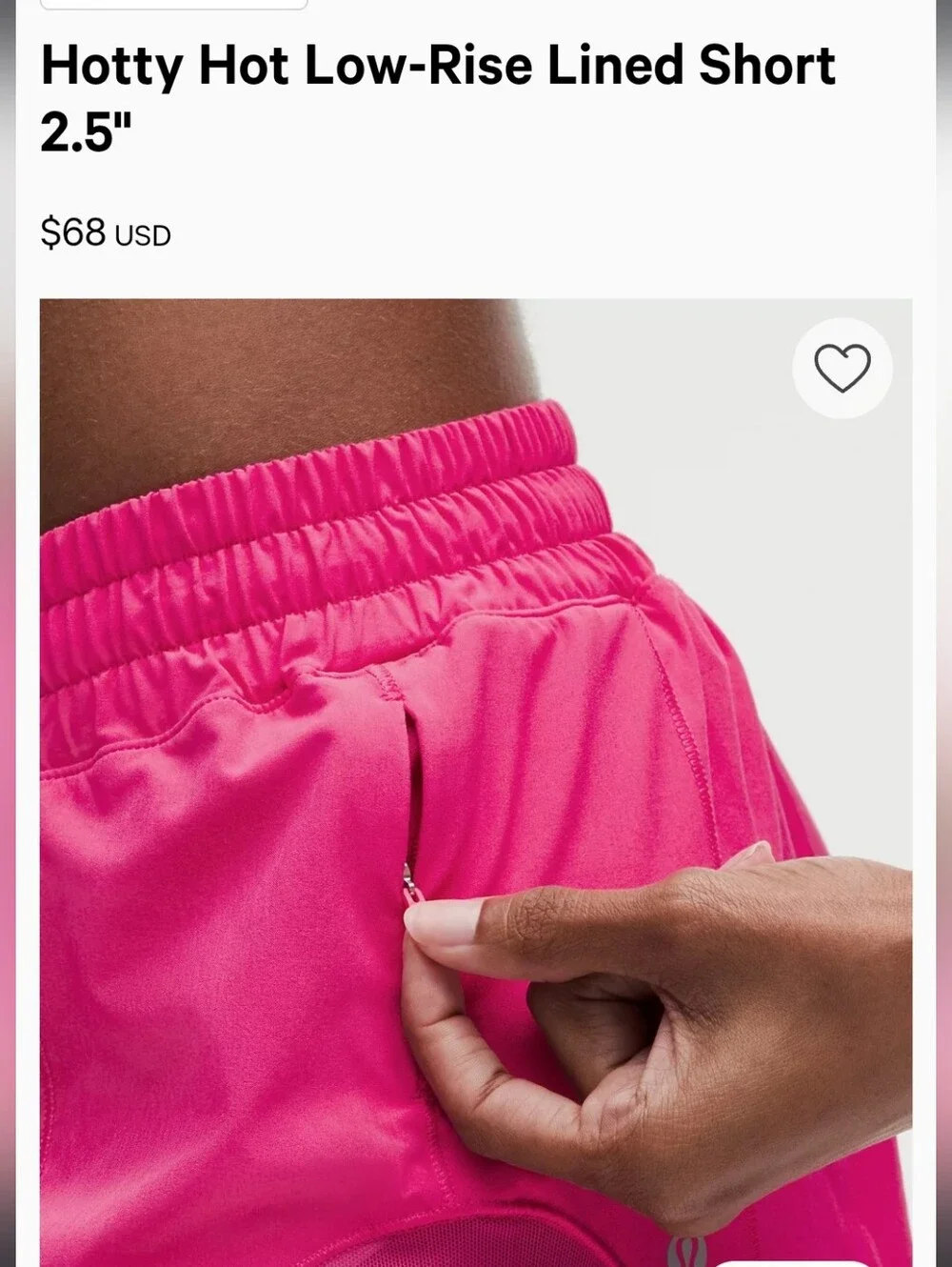 Lululemon Hotty Short, Size 6